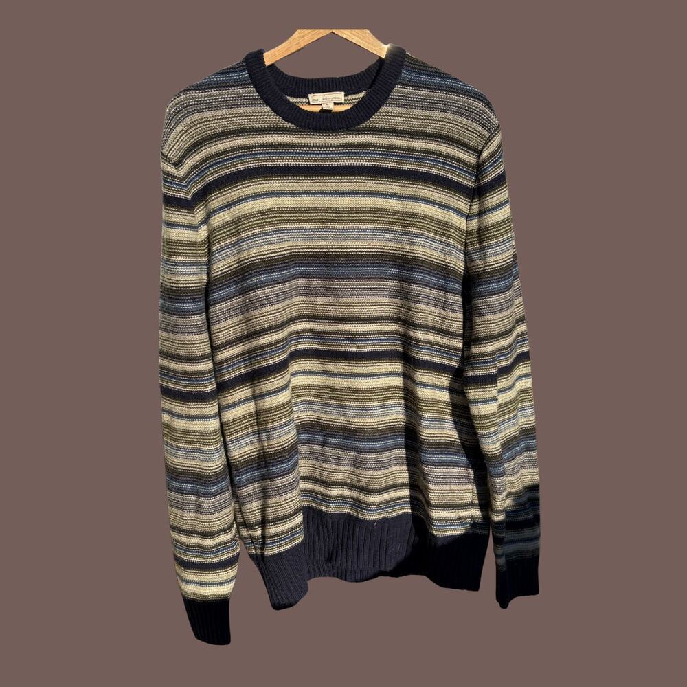 Gap Lambswool Sweater | Striped Blue Gray | Size XL | Vintage